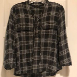 Madewell  Black, White and Gray plaid shirt.